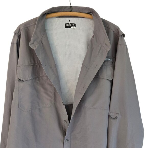 Habit Mens Solar Factor Long Sleeve Fishing Hiking Shirt Vented Grey Brown 2XL - Picture 5 of 14